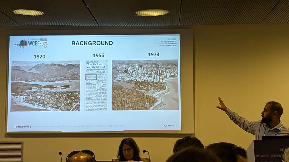 Preetish Kakoty co-organized a technical session and presented at the 18th World Conference on Earthquake Engineering in Milan, Italy